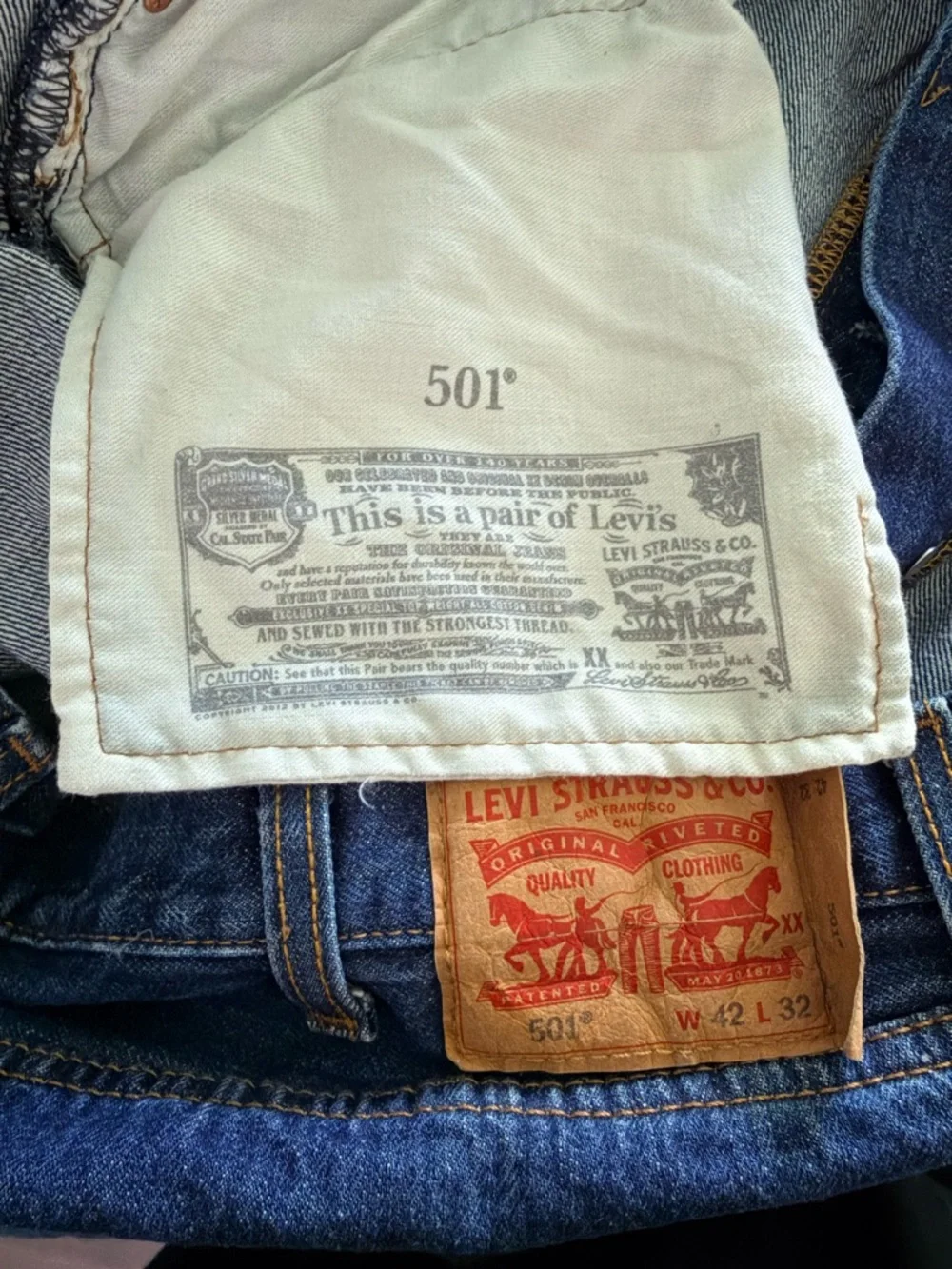 Levi’s 501 Original Fit Button Fly Jeans Men’s 42x32 100% Cotton New without tag